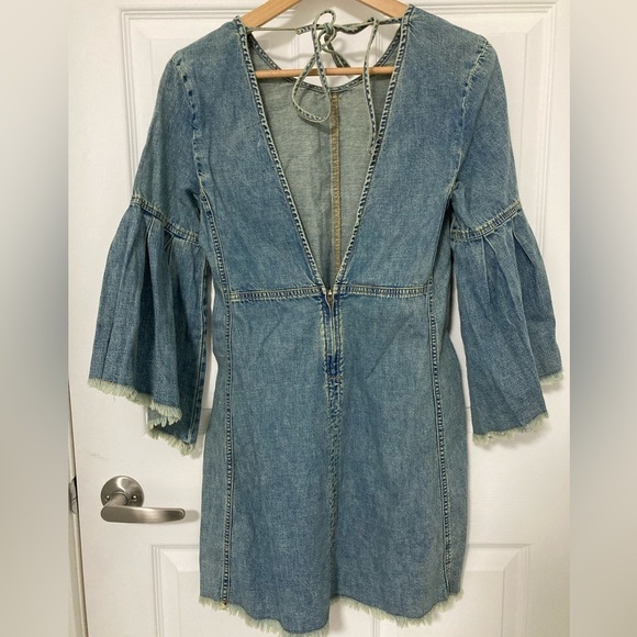 We the Free Reckless Bell-Sleeve Denim Mini - Size 2 - Picture 9 of 10
